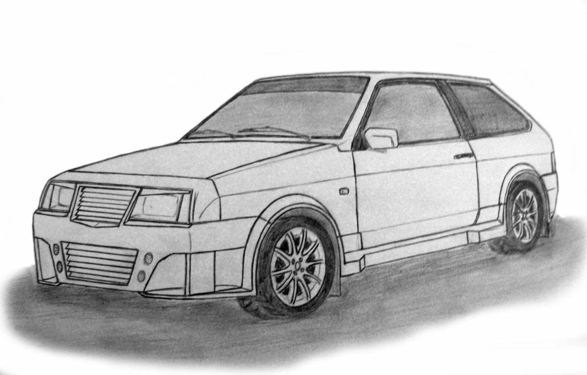 Luminous figure eight car coloring page