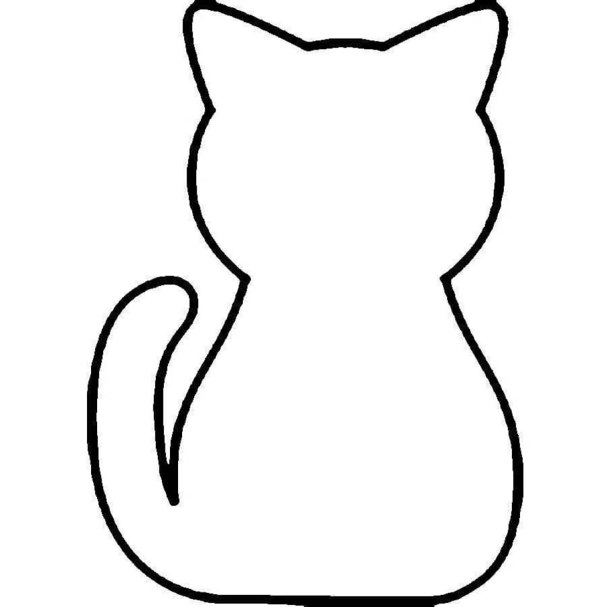 Coloring book silhouette of a playful cat
