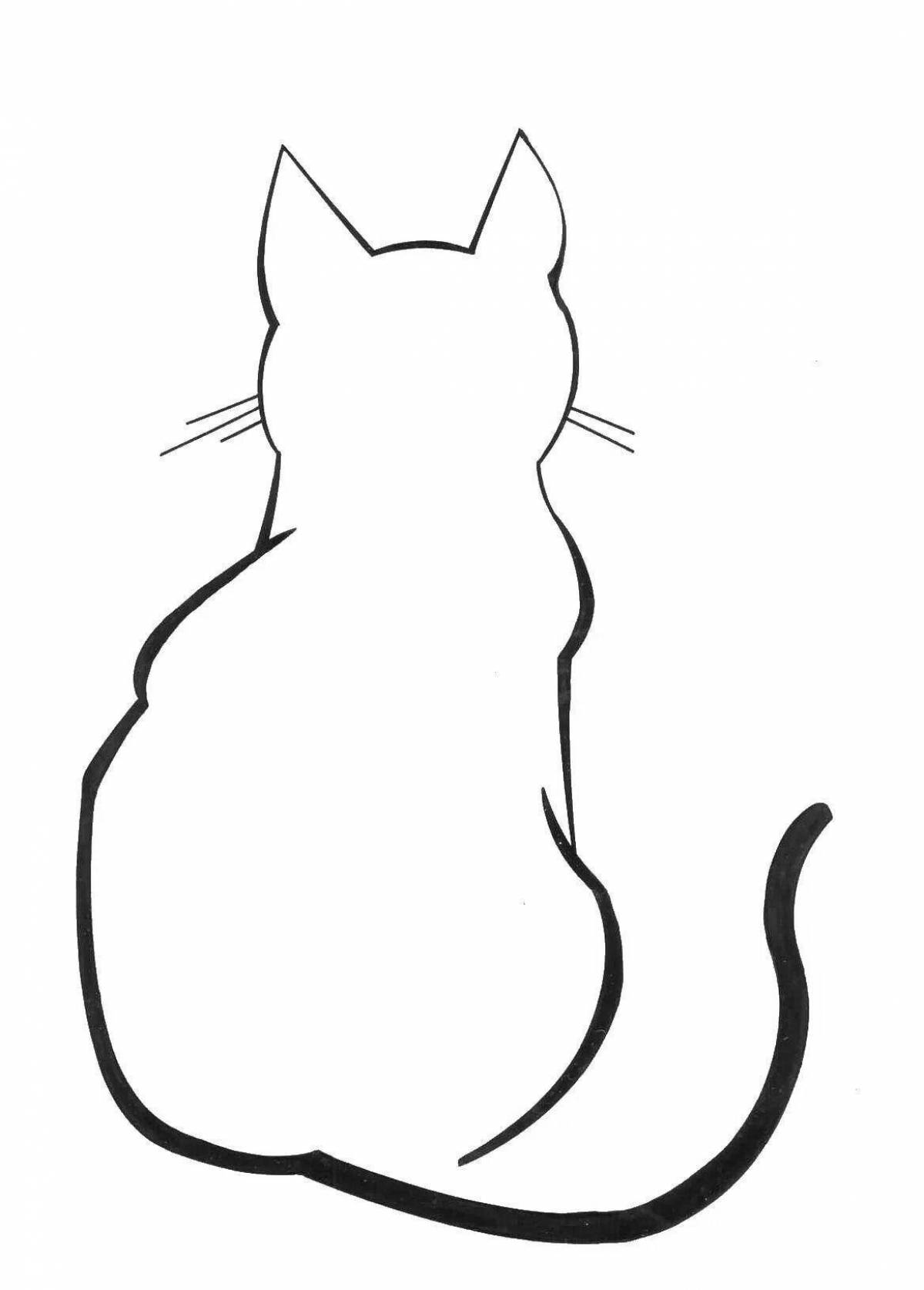 Coloring book ferocious cat silhouette