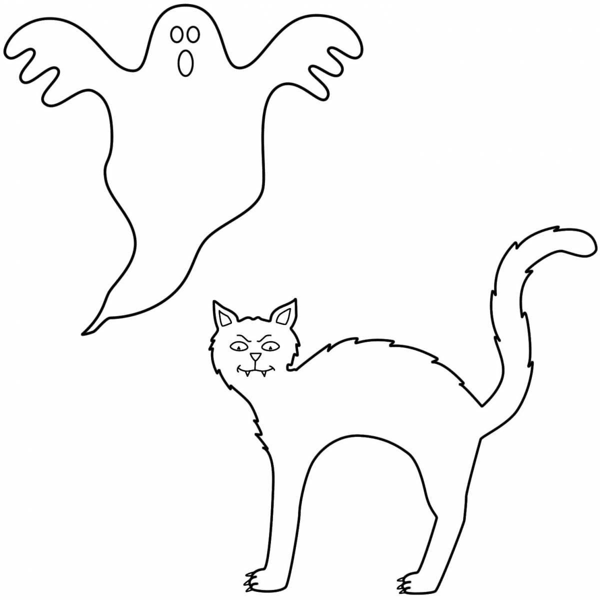 Coloring page adorable cat silhouette