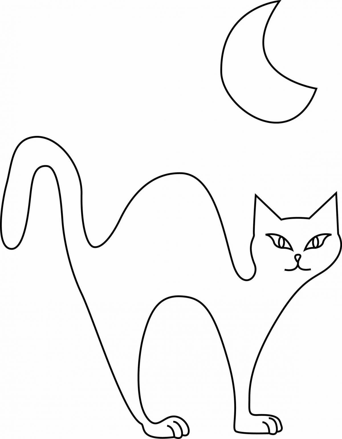 Coloring book bright silhouette of a cat