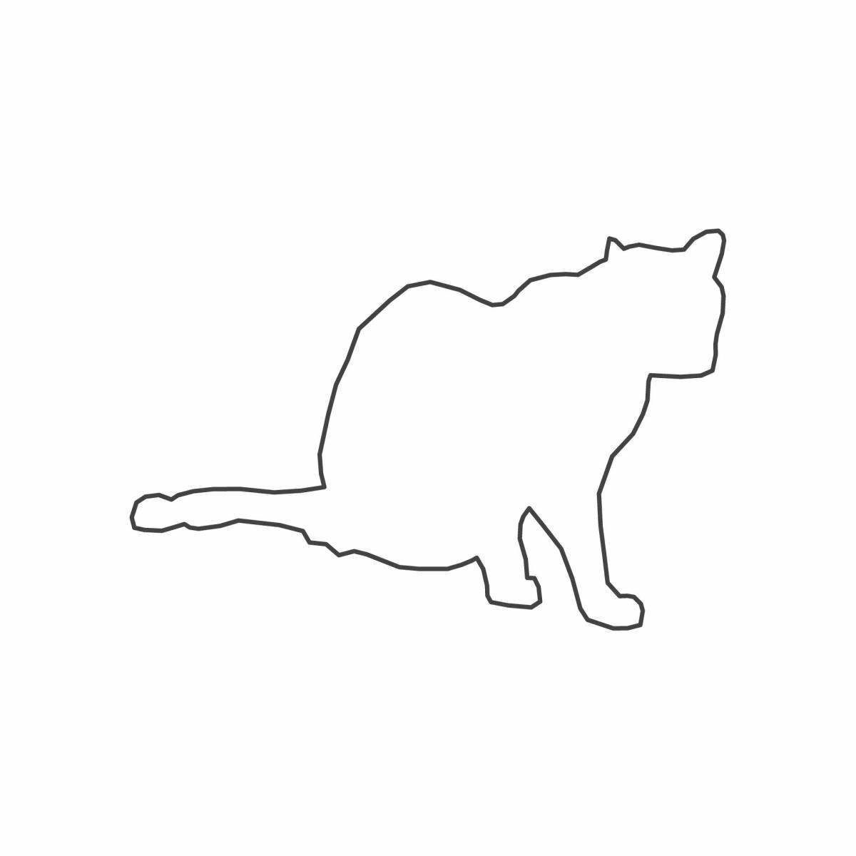 Coloring book silhouette of an adorable cat
