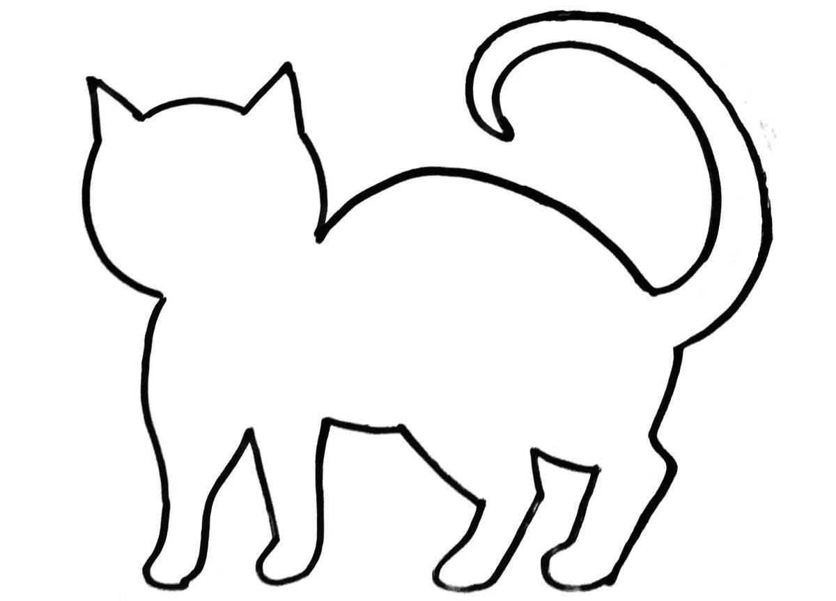 Coloring page beckoning cat silhouette