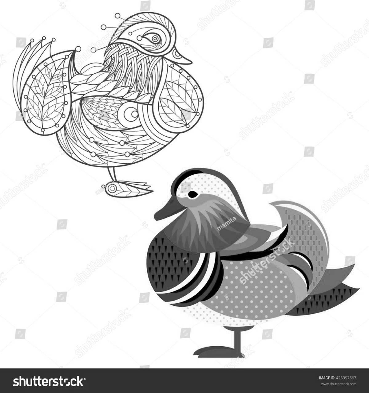 Photo Intriguing mandarin bird coloring page