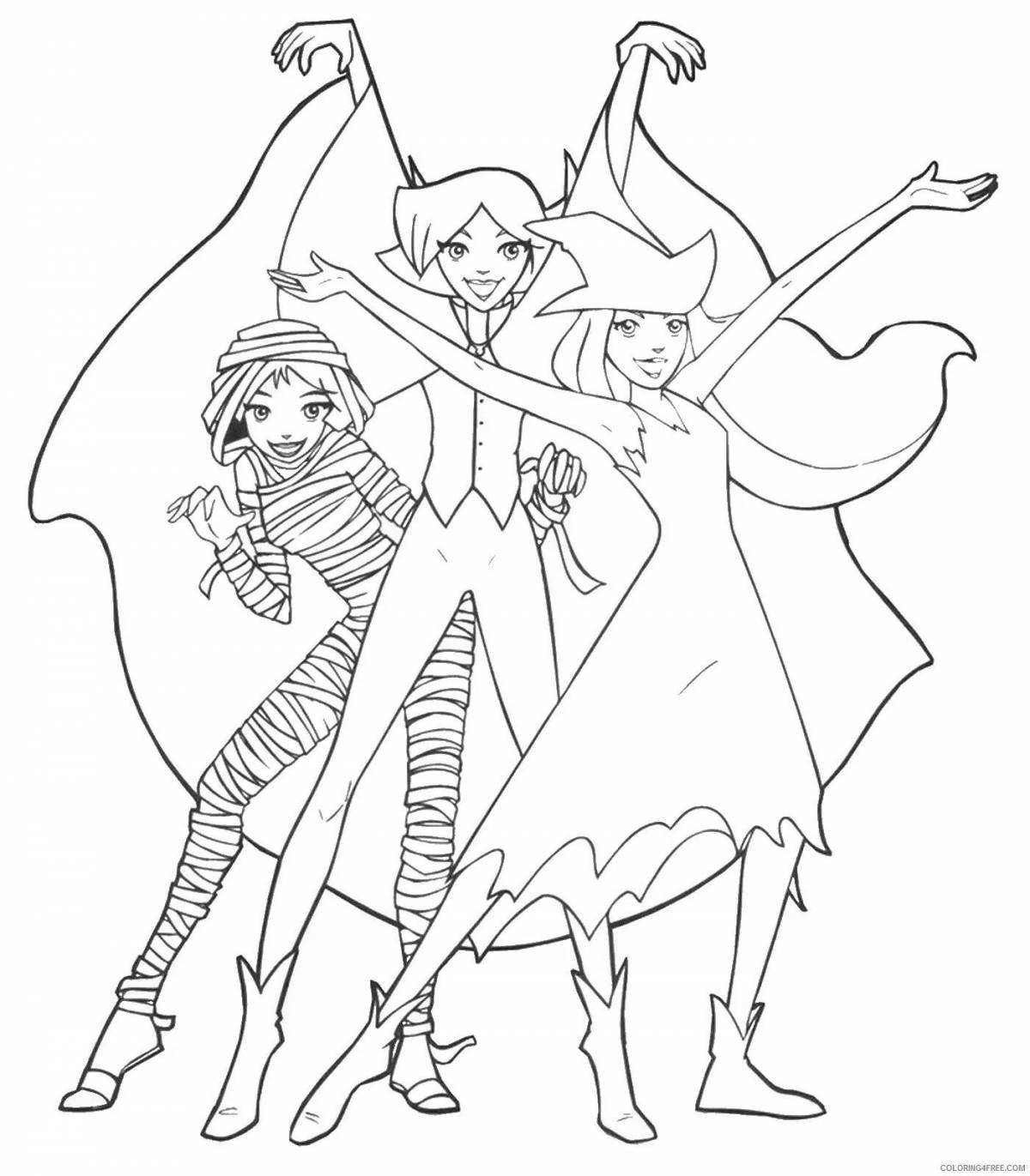 Colorful spy kids coloring page