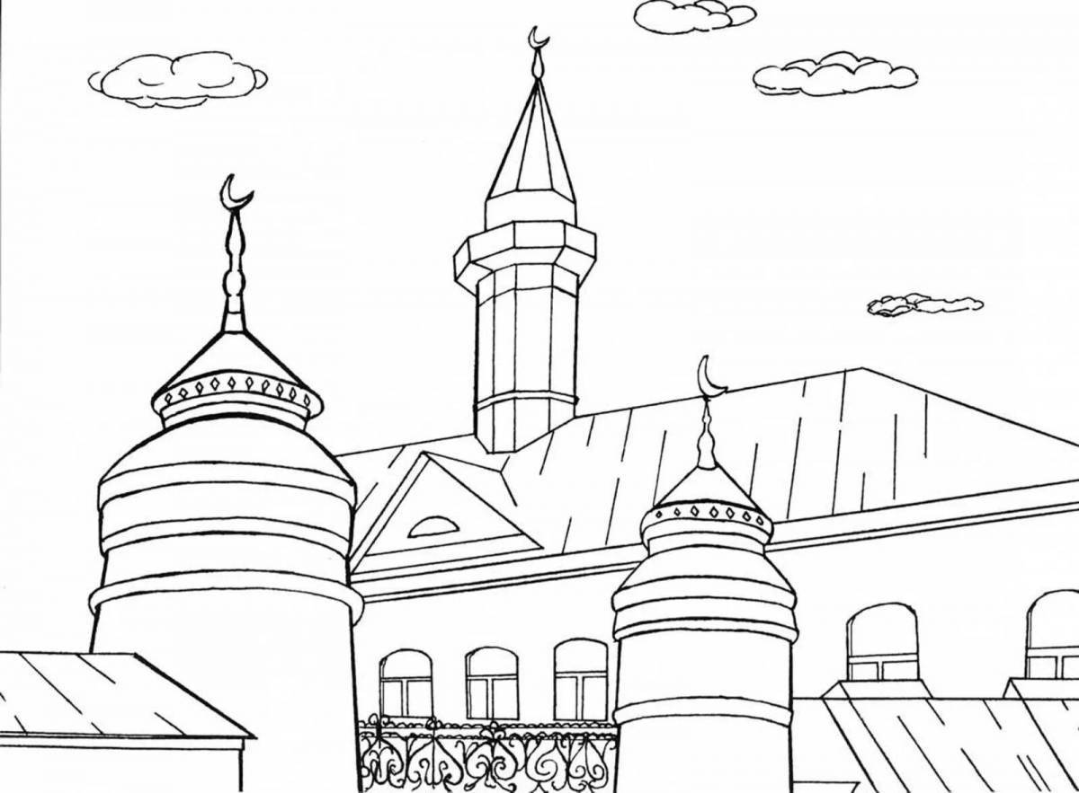 Красочно иллюстрированный казанский кремль раскраска