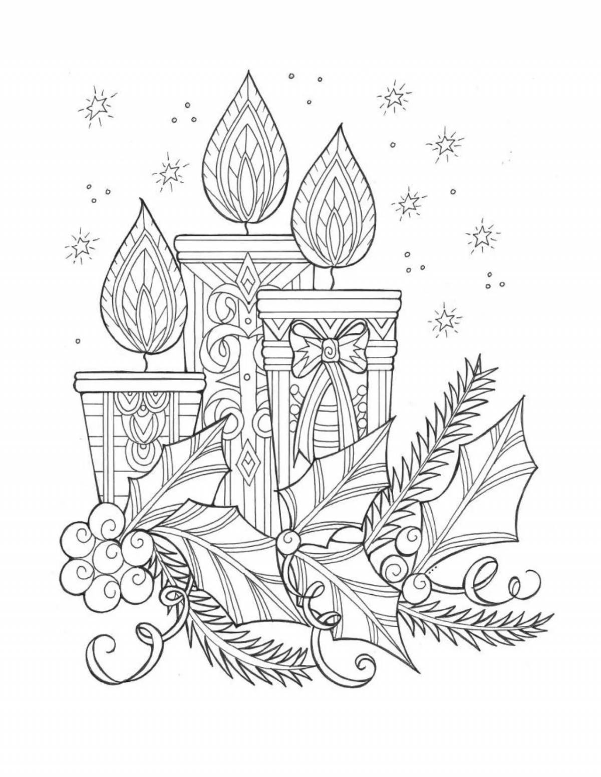 Coloring book beautiful winter still life