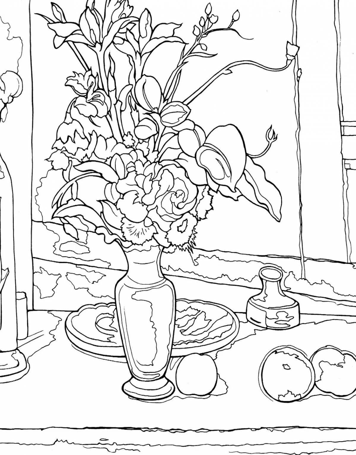 Coloring book harmonious winter still life