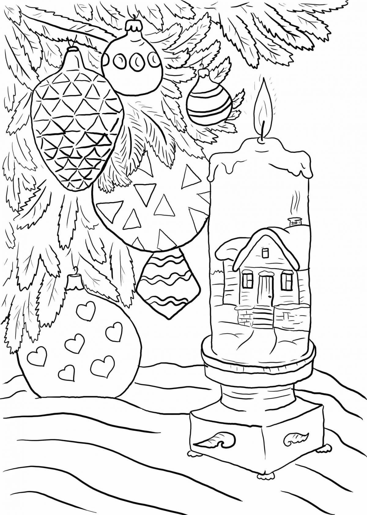 Coloring book inspiring winter still life