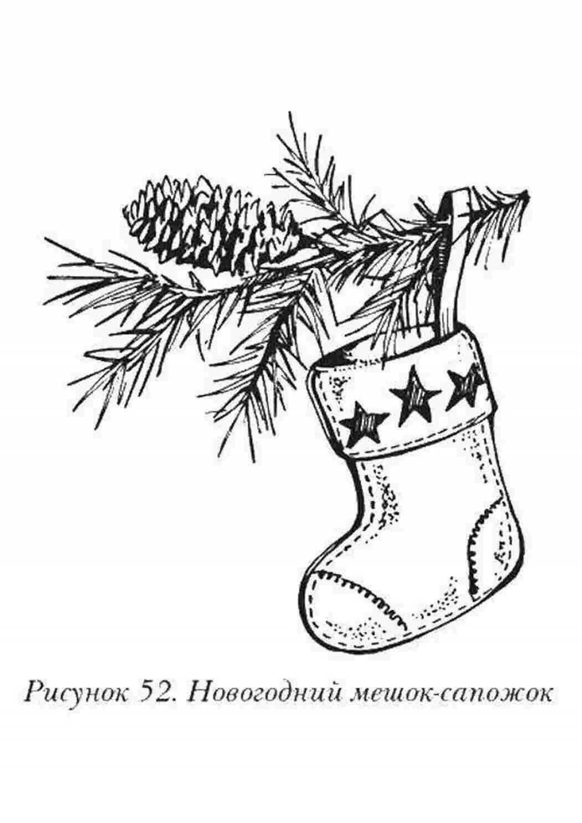 Sparkling Christmas boot coloring