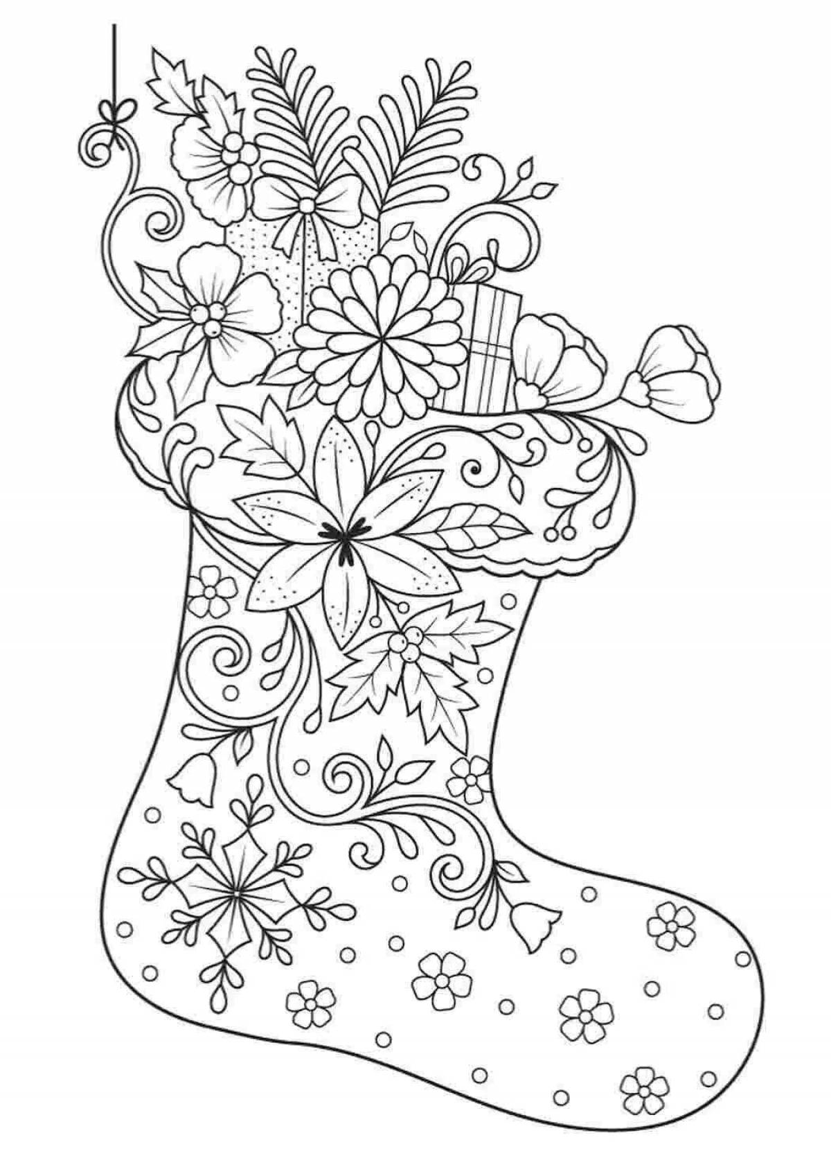 Rampant Christmas boot coloring page
