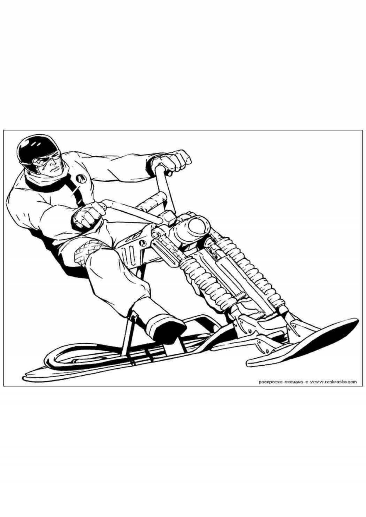 Coloring page dazzling snowmobile blizzard