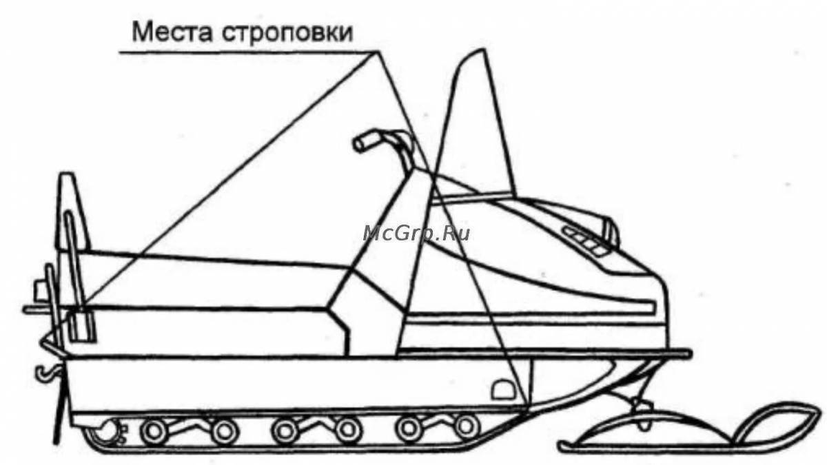 Coloring page joyful snowmobile blizzard