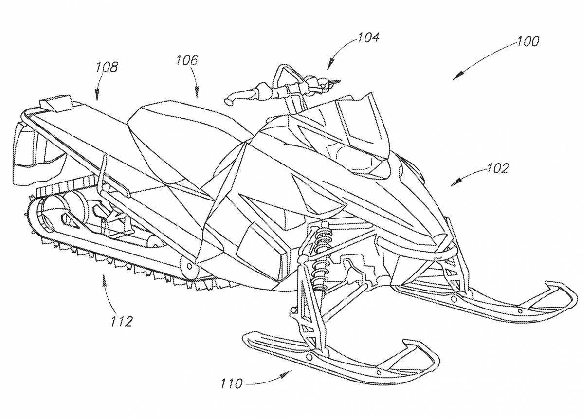 Coloring page gorgeous snowmobile blizzard