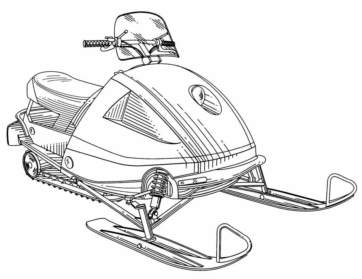 Coloring book shiny snowmobile blizzard