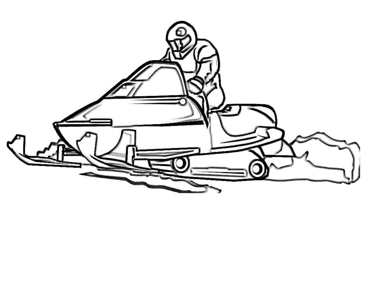 Glittering snowmobile blizzard coloring page