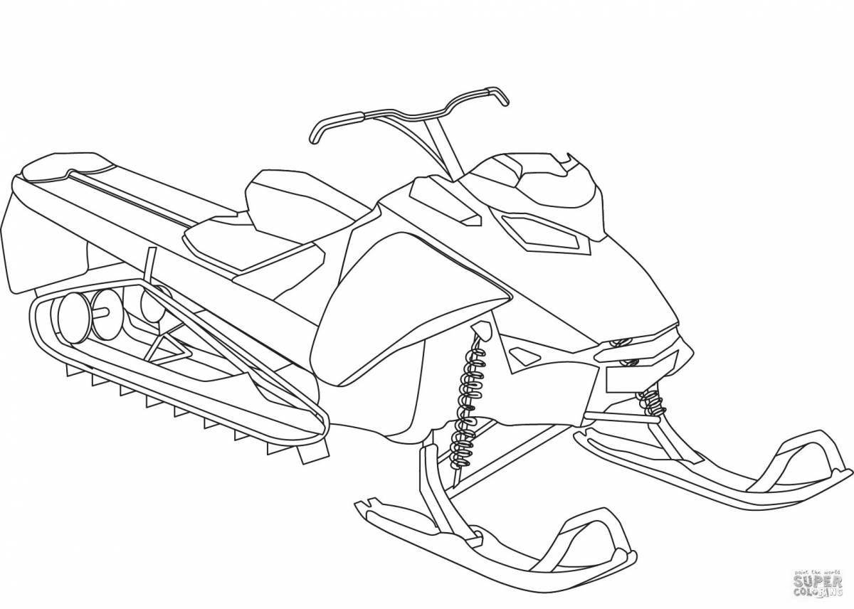 Colouring bright blizzard on a snowmobile