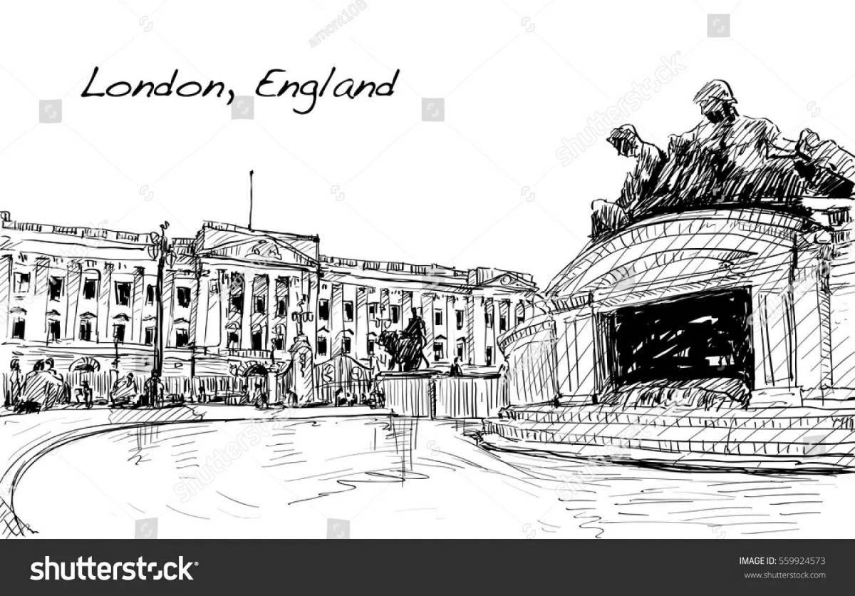 Coloring book monumental Buckingham Palace