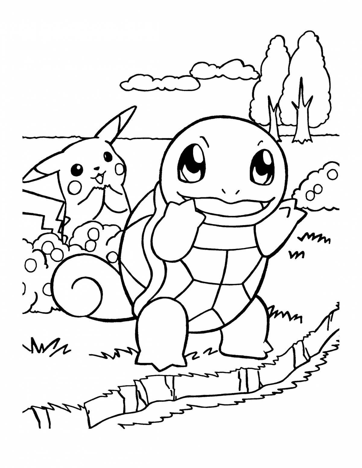 Coloring cute squirtle pokemon
