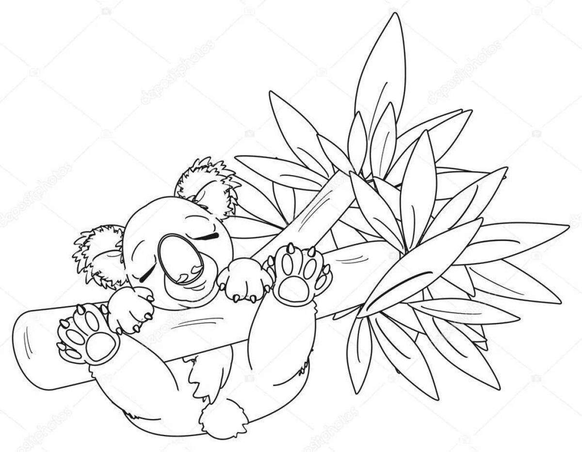 Large eucalyptus tree coloring page