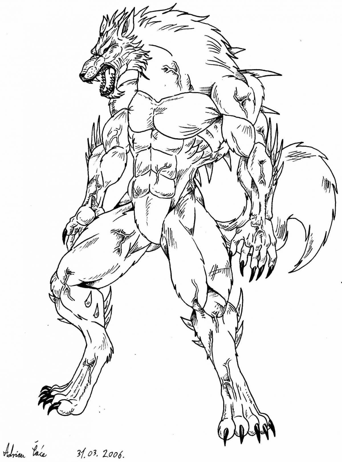 Coloring page ferocious werewolf
