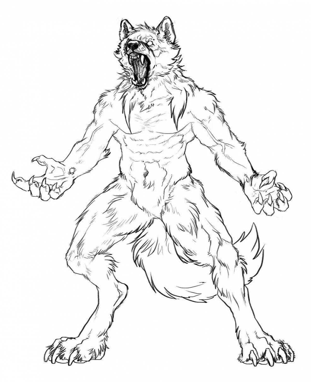 Coloring page angry werewolf