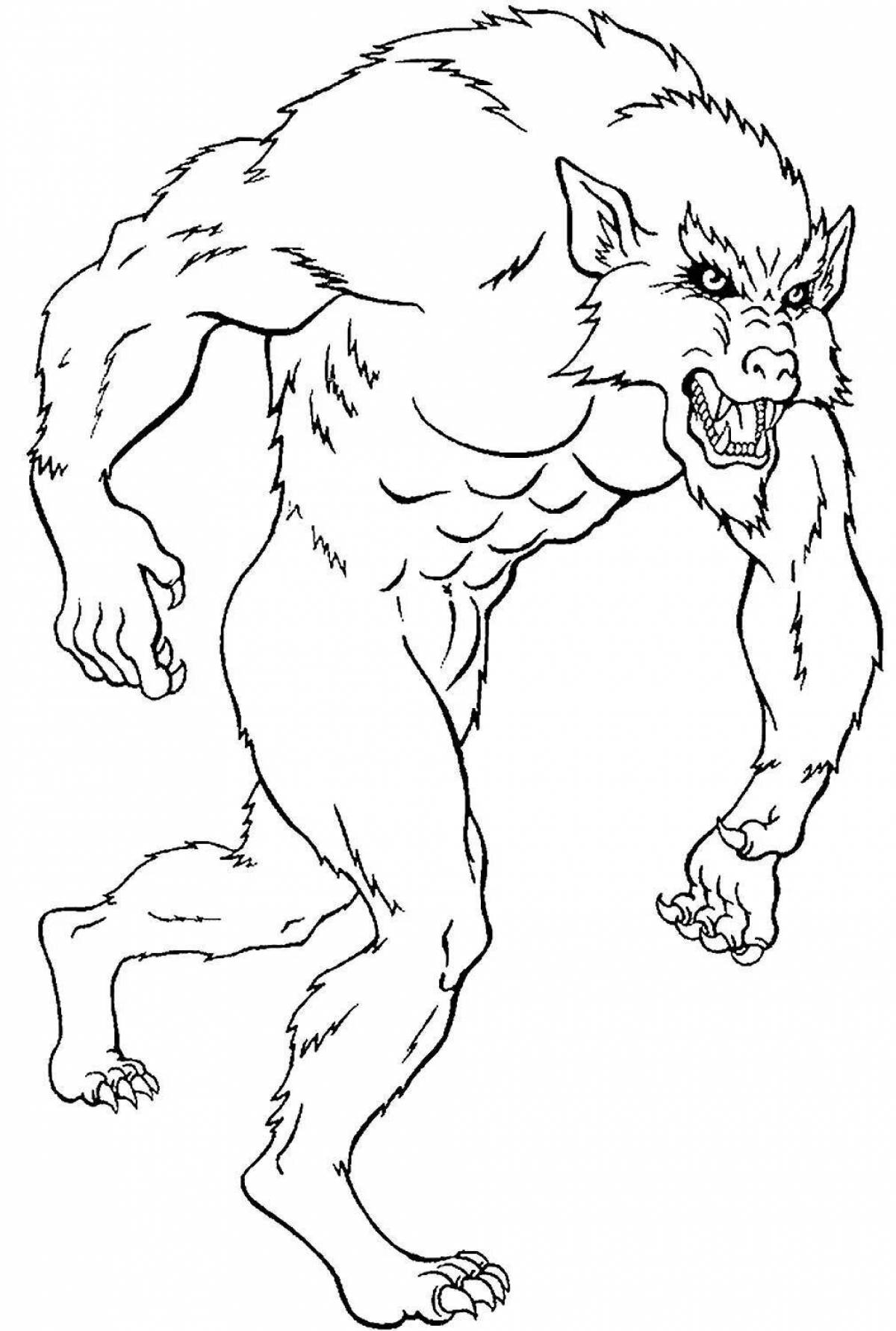 Раскраска дикий волк-оборотень