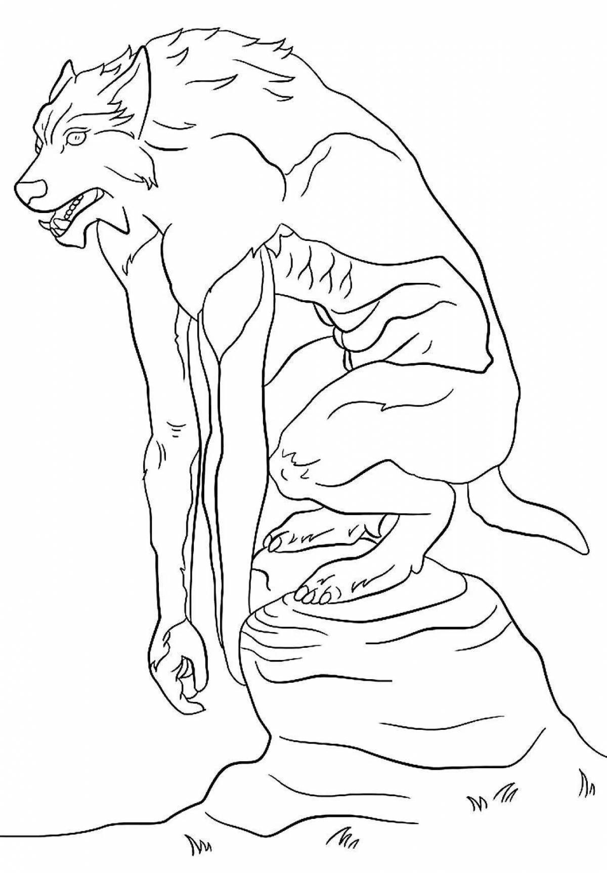 Раскраска мифологический волк-оборотень