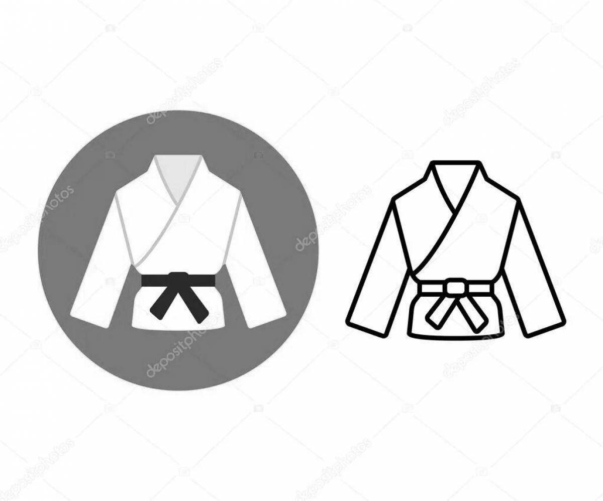 Привлекательная страница раскраски дзюдо-кимоно