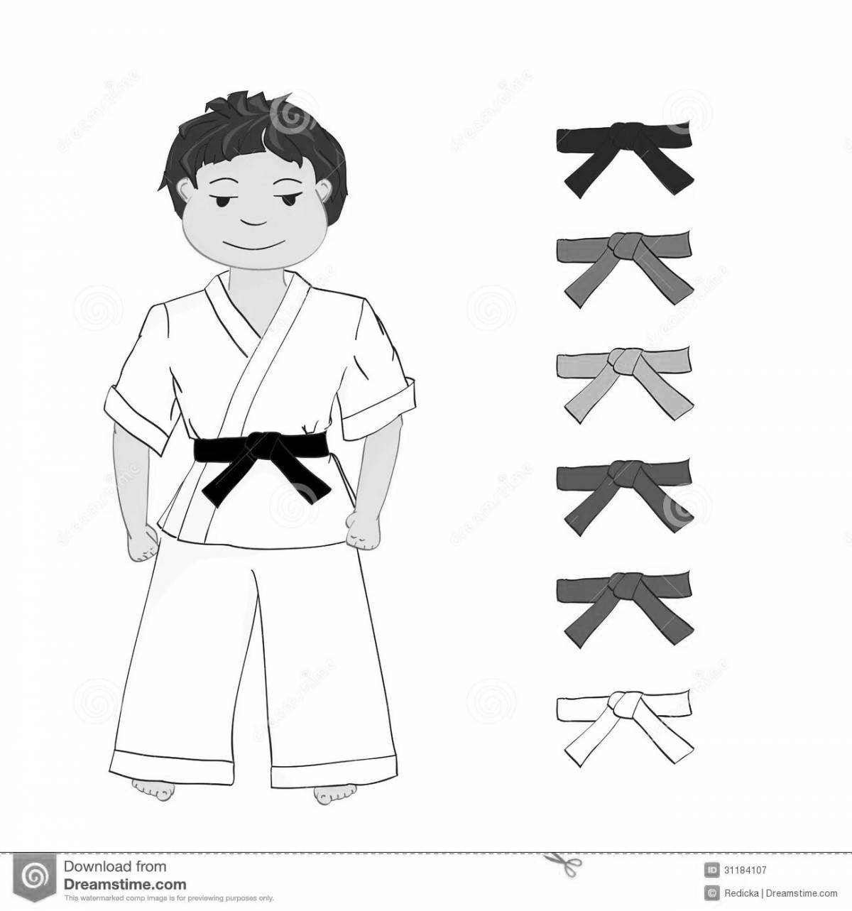 Coloring cute judo kimono
