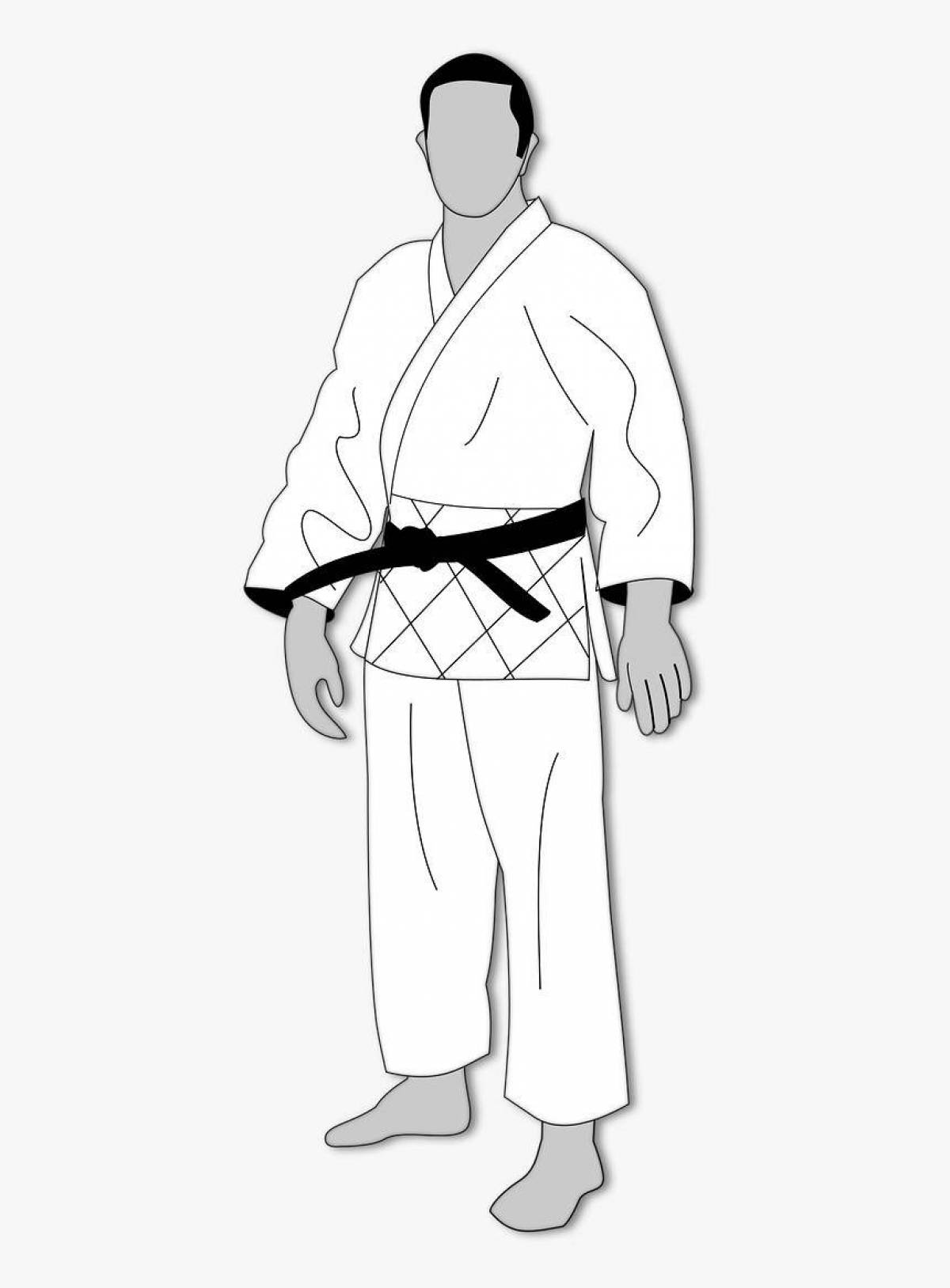 Юмористическая раскраска дзюдо-кимоно