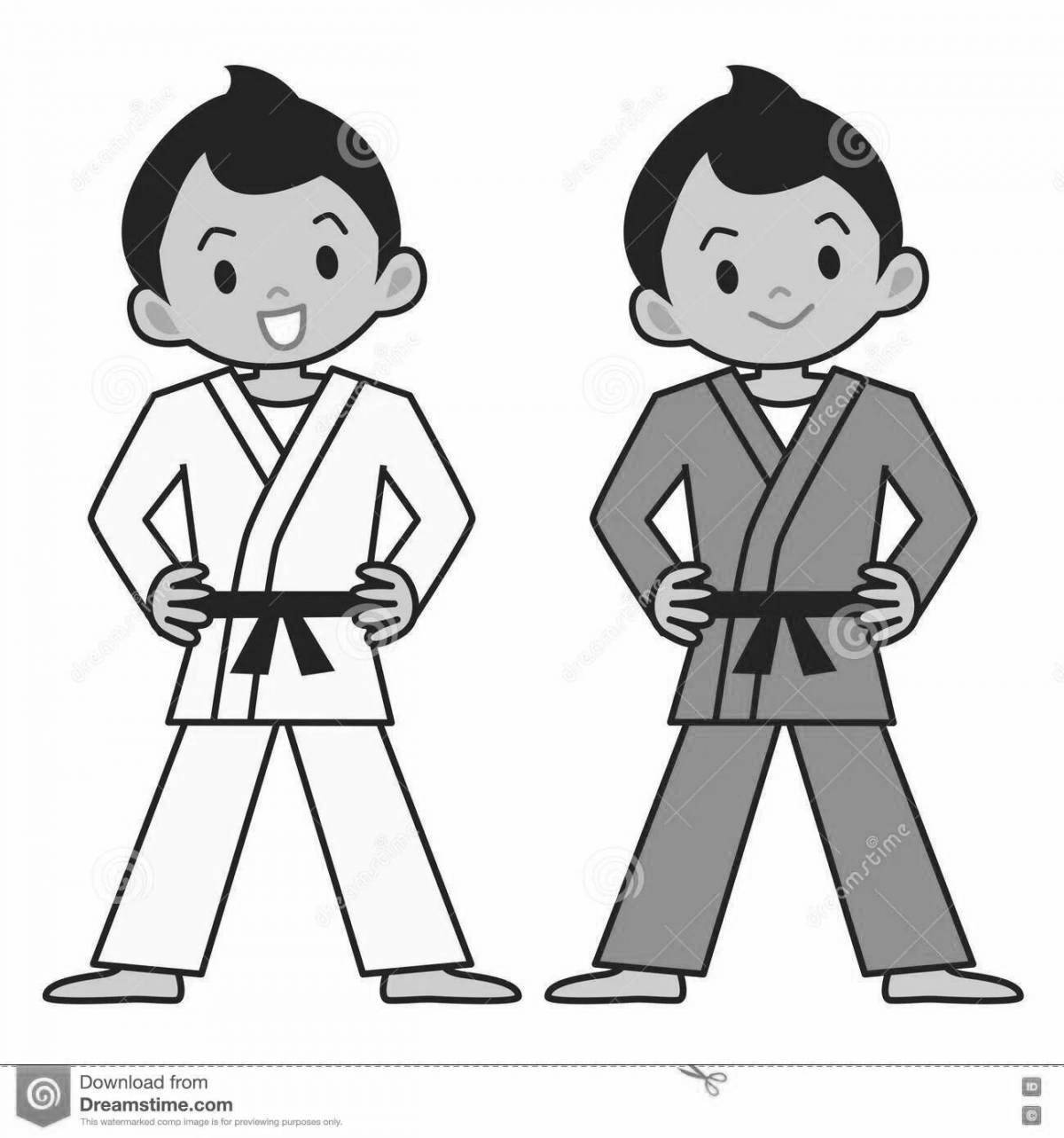Coloring page joyful judo kimono