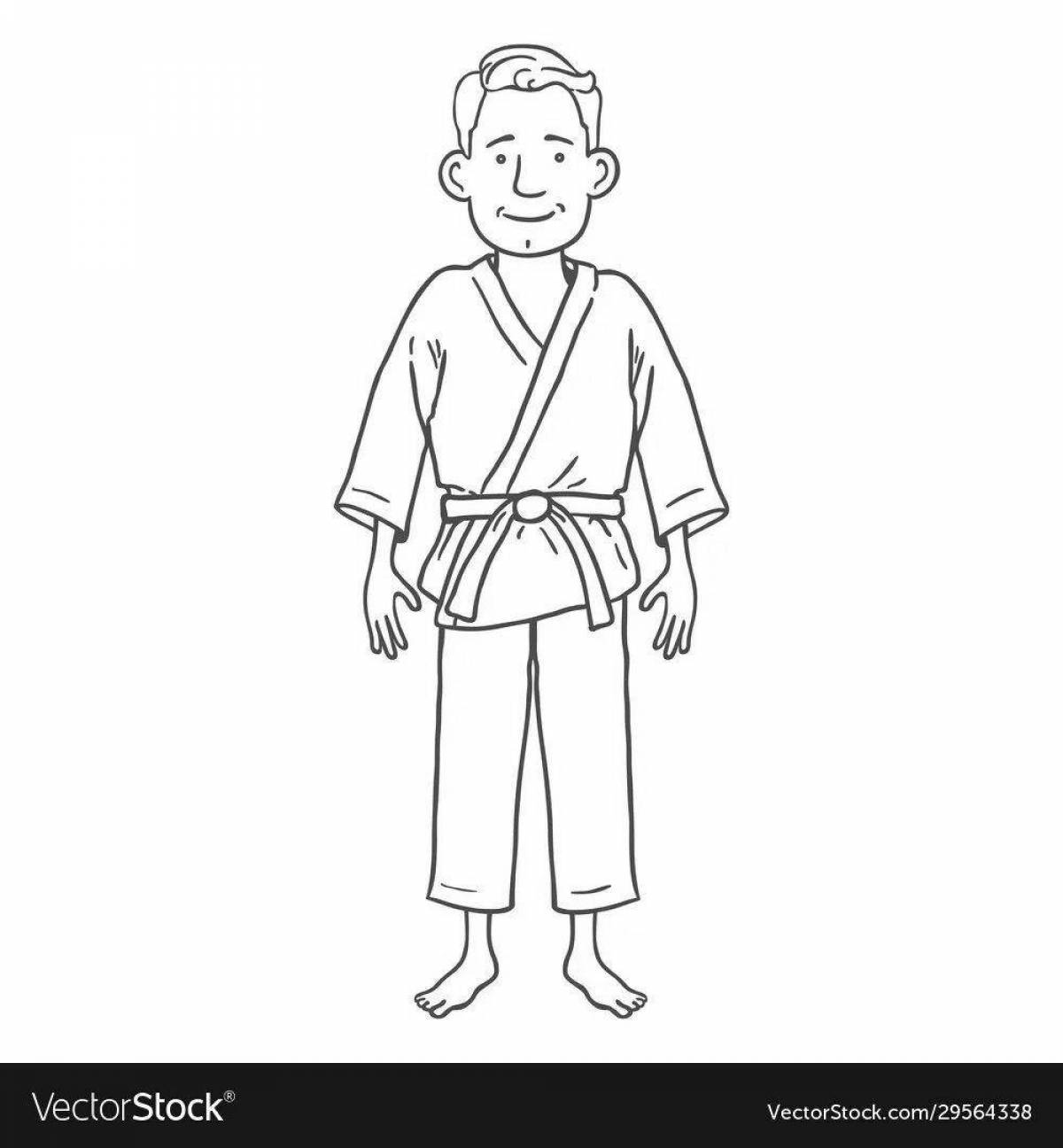 Раскраска славное дзюдо-кимоно