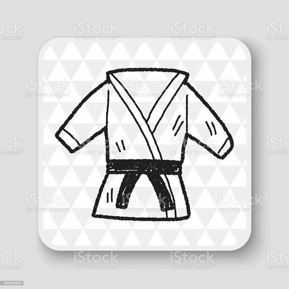 Раскраска изысканное дзюдо-кимоно