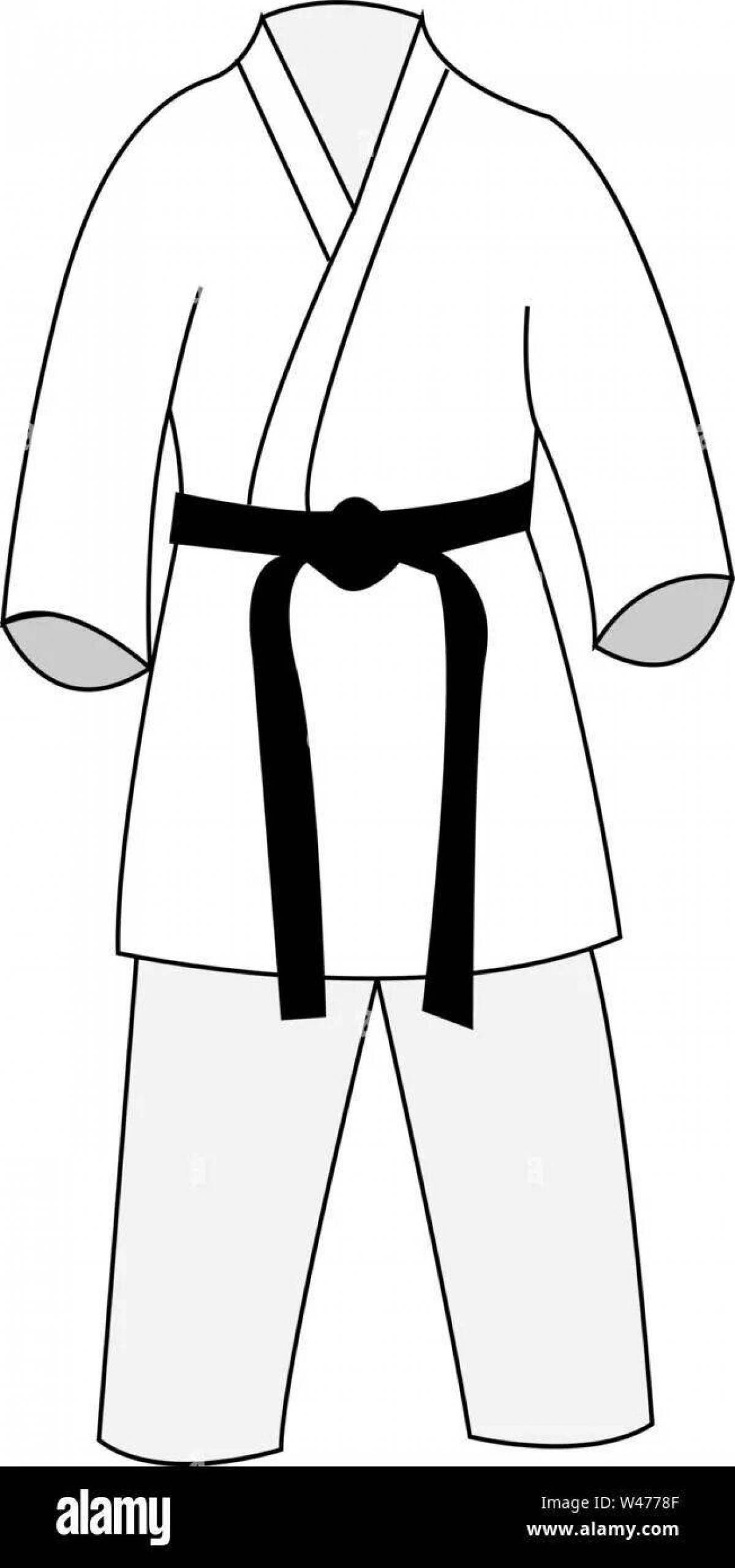 Раскраска стильное дзюдо-кимоно