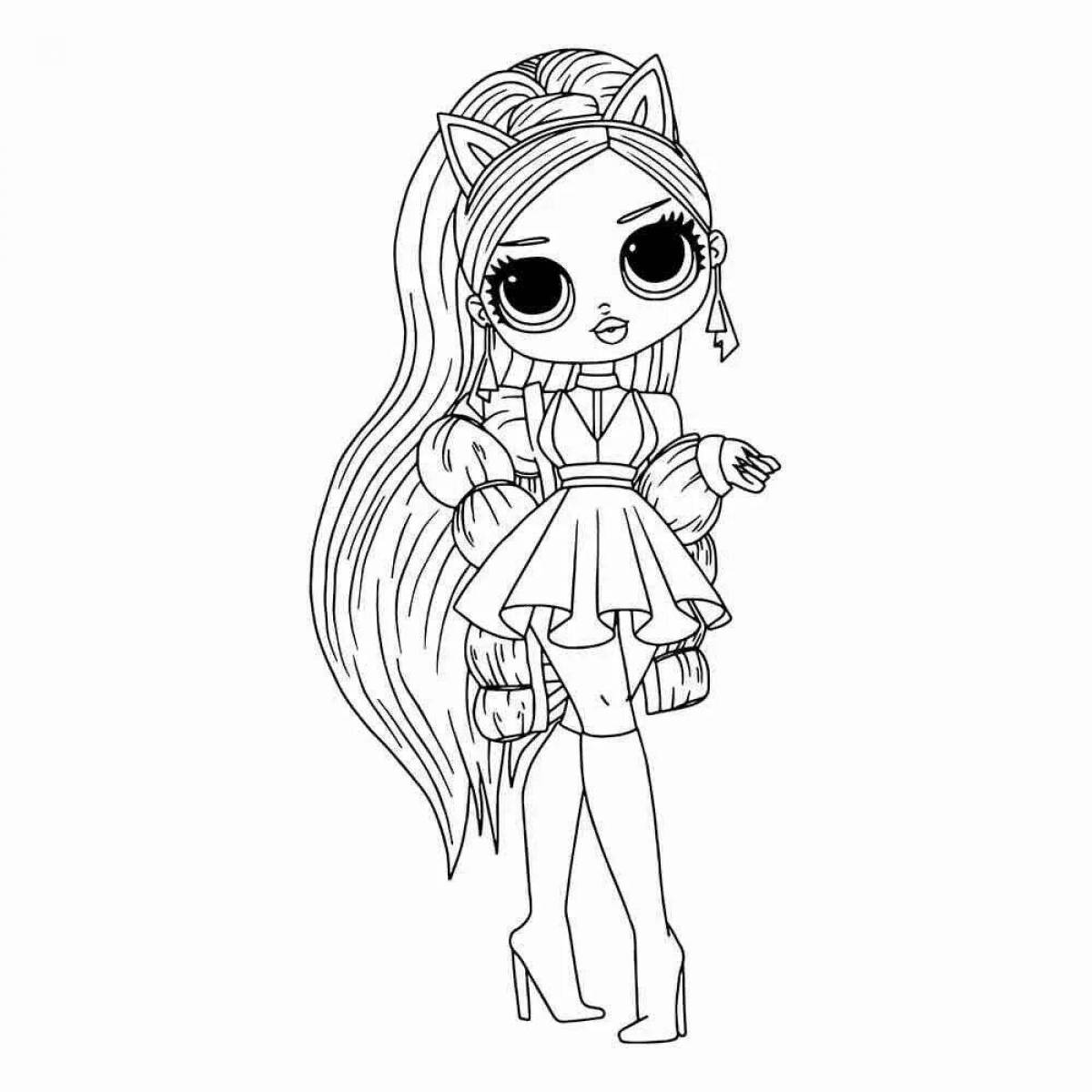 Очаровательная большая кукла раскраска