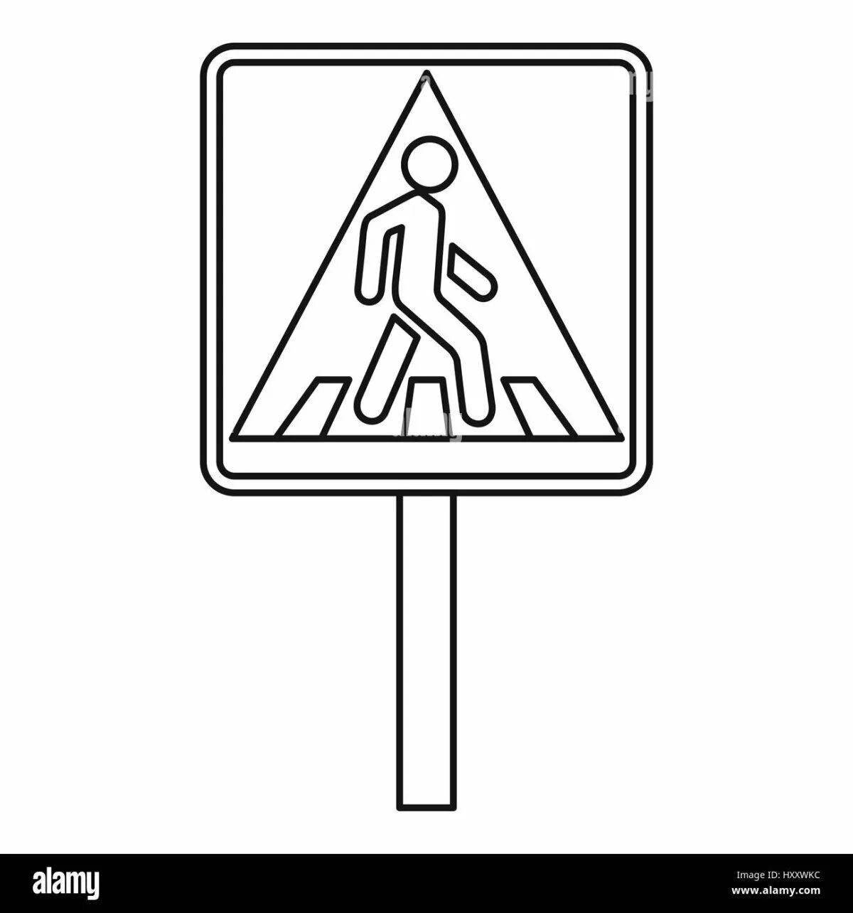 Coloring page funny pedestrian signs