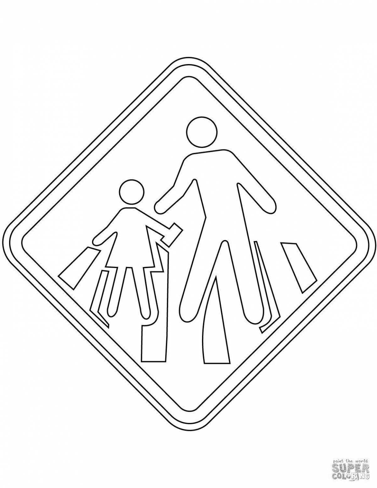 Playful pedestrian signs coloring page