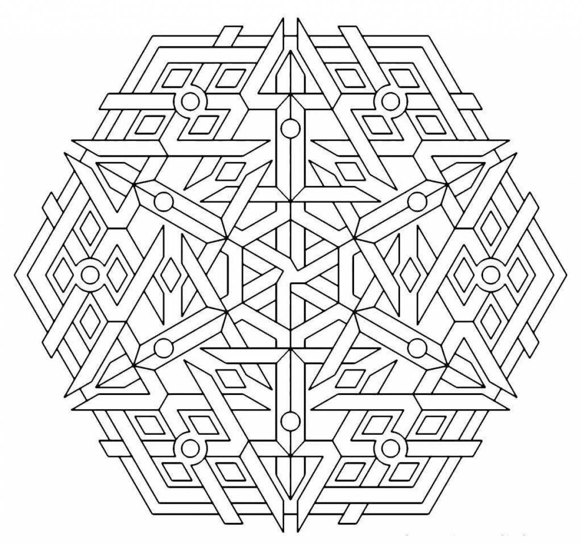 Coloring page with complex geometric pattern
