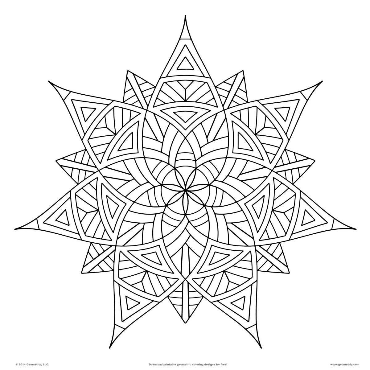 Coloring page with bright geometric pattern