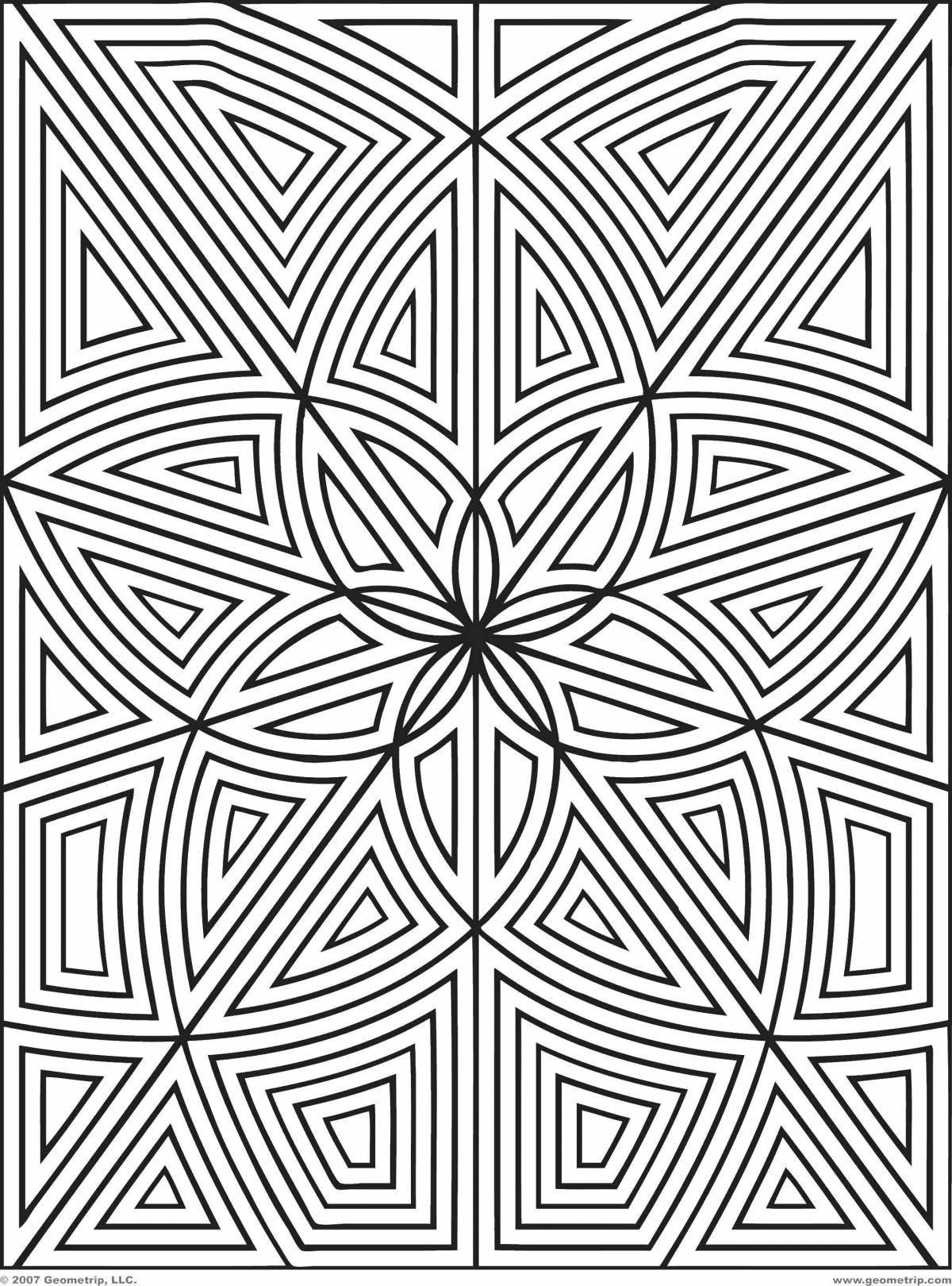 Exquisite geometric pattern coloring page