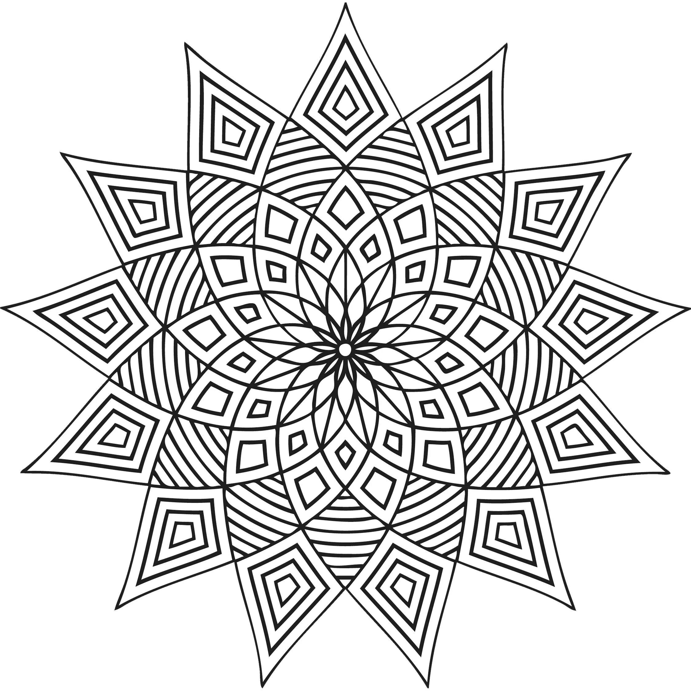Coloring page with a playful geometric pattern