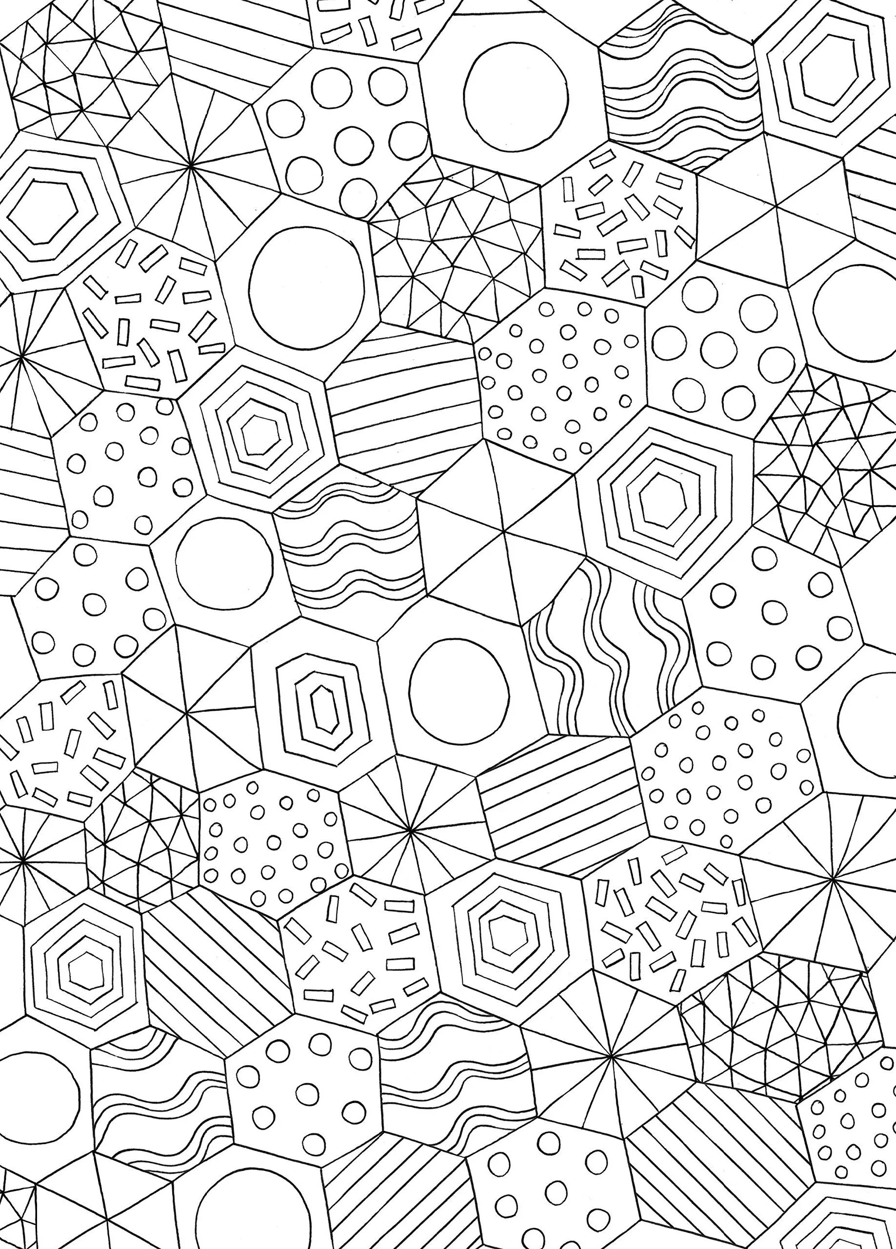 Exciting geometric coloring page