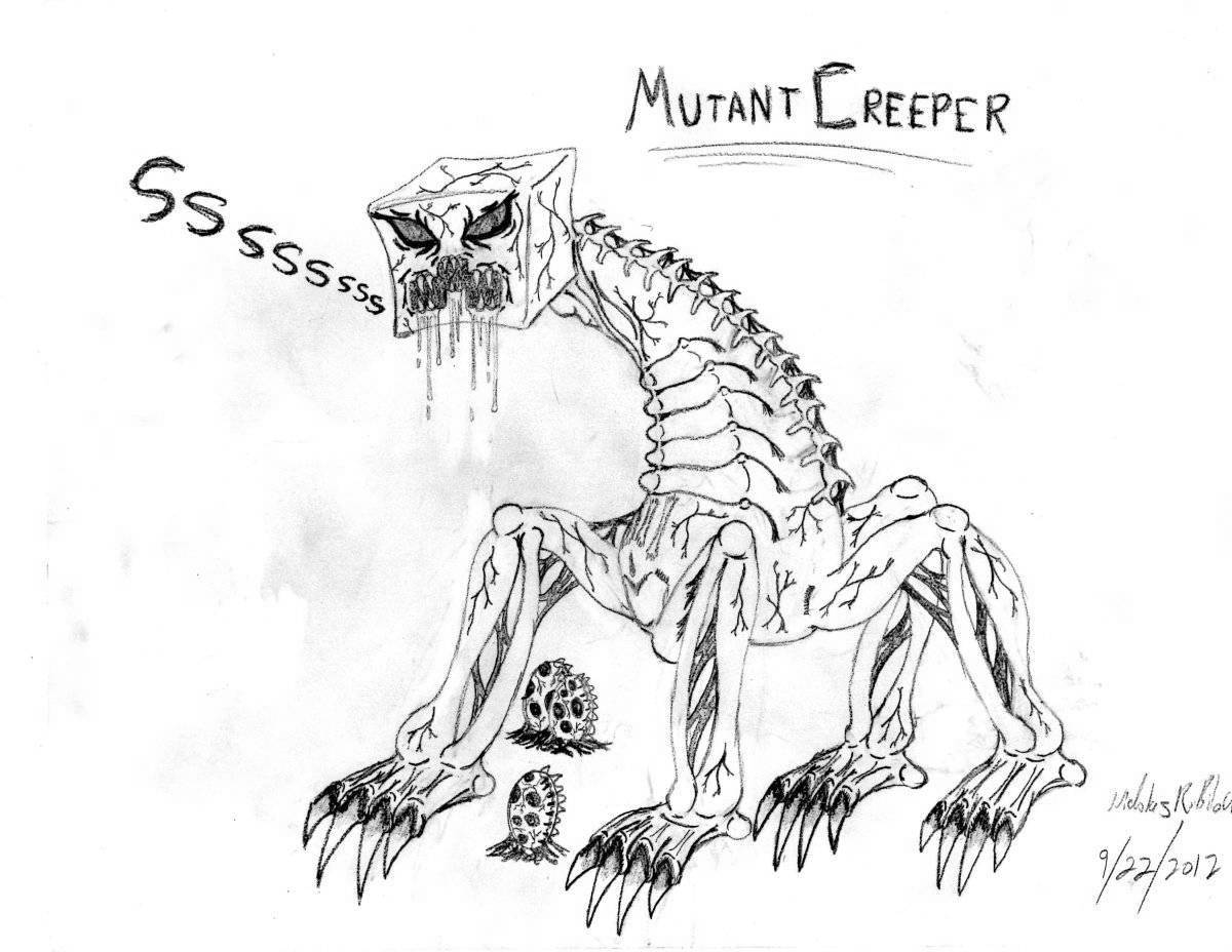 Playful minecraft monster coloring page