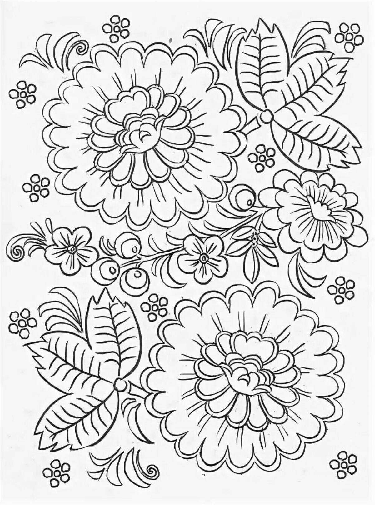 Delightful coloring Khokhloma patterns