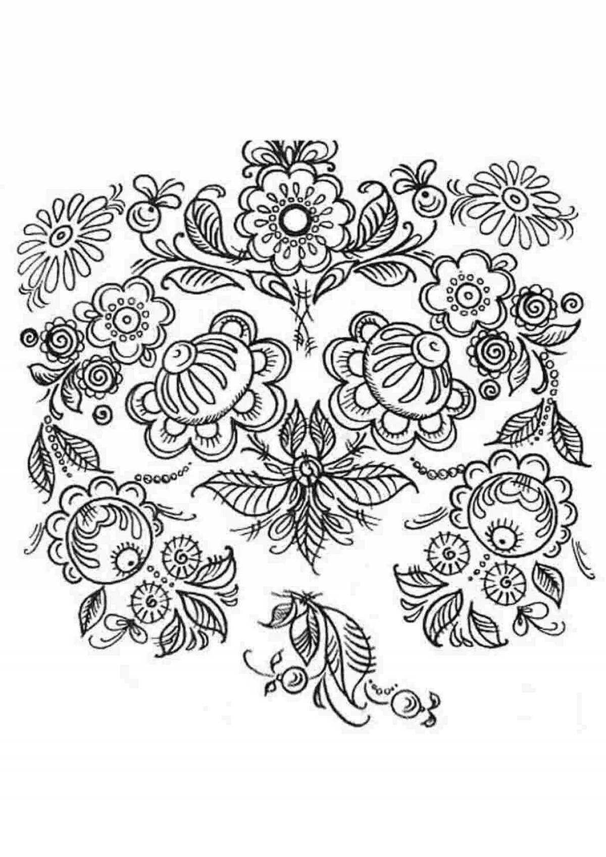 Attractive coloring pages Khokhloma patterns