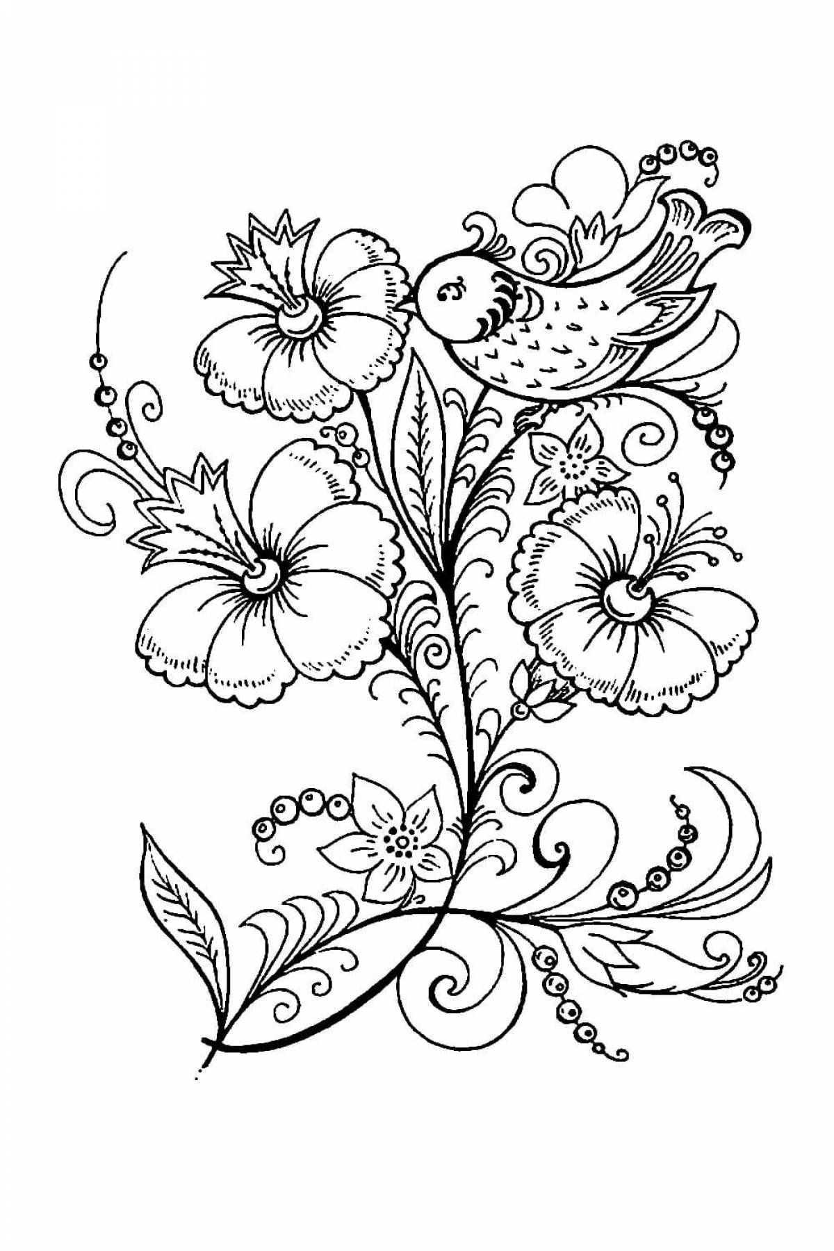 Fancy coloring Khokhloma patterns