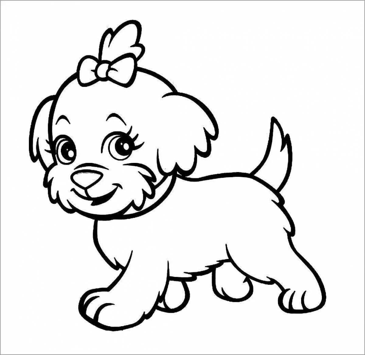 Анимированная страница раскраски светлых собак