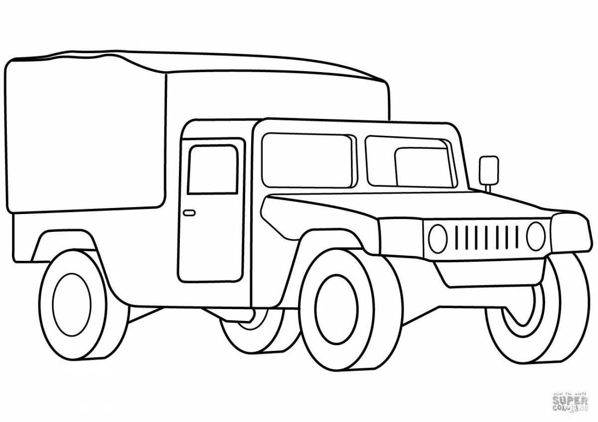 Majestic military vehicle coloring page