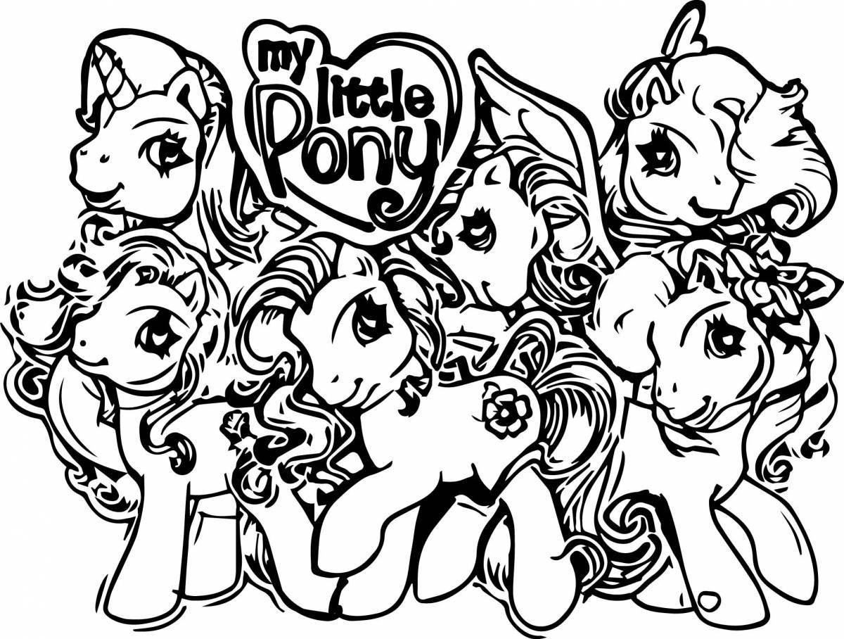 Coloring page bright pony party